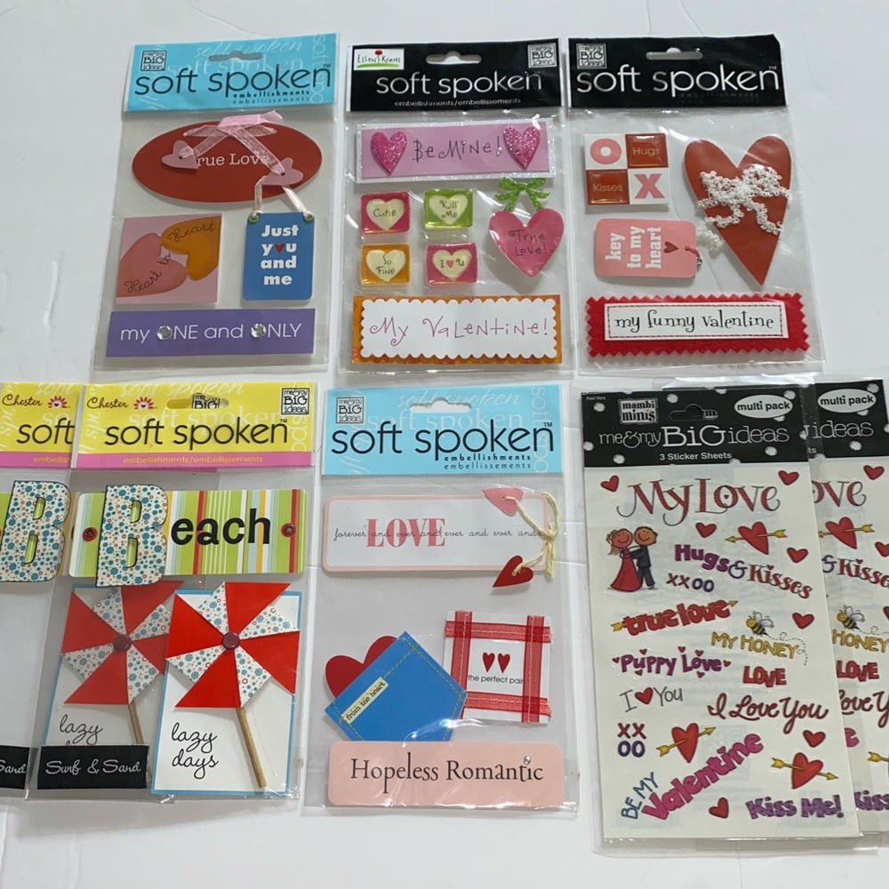 *9A Scrap booking stickers boating Red and Pink Valentine love Stickers 8 packs